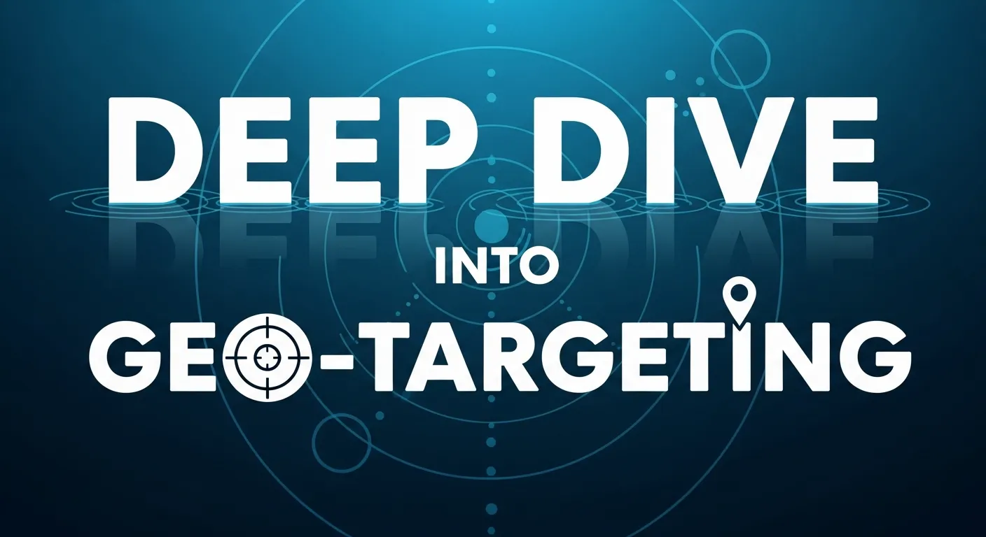 Illustration explaining geo-targeting, showing how businesses deliver location-based content and ads to specific audiences.