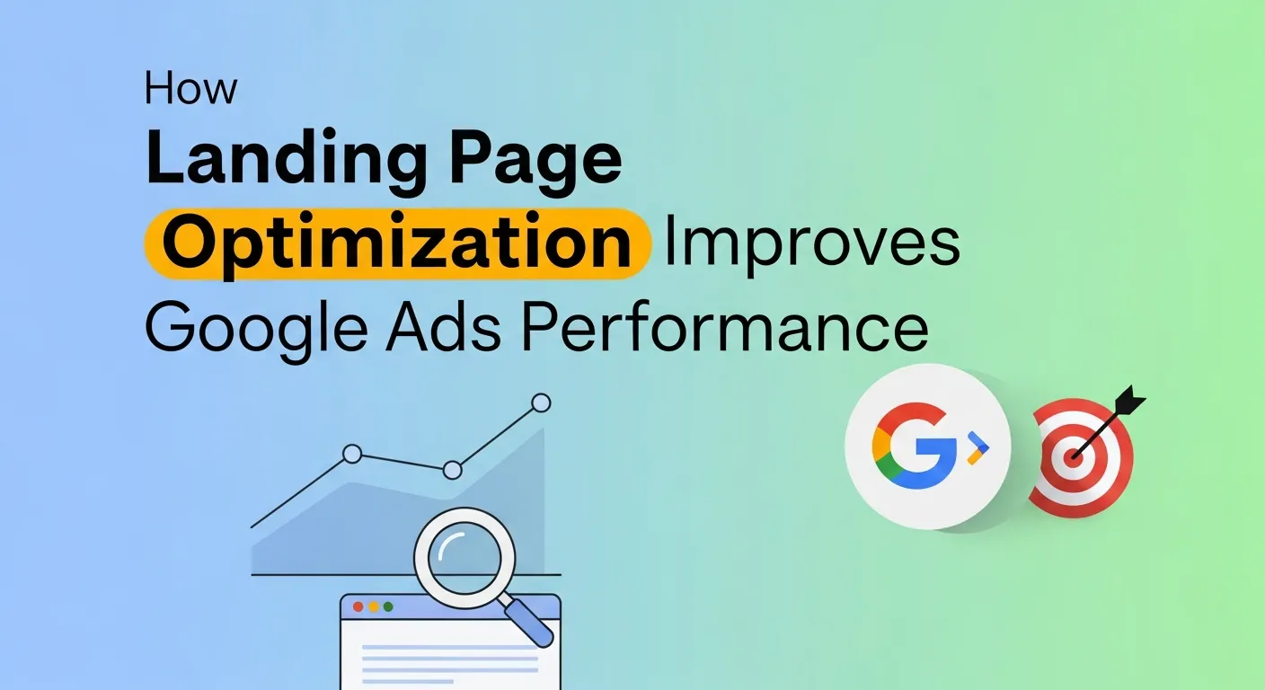 Diagram showing how landing page optimization can enhance Google Ads campaign performance.