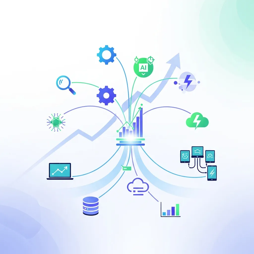 Integration of tools and technologies for sustained zero-click SEM growth, highlighting automation, analytics platforms, and SERP optimization in SaaS