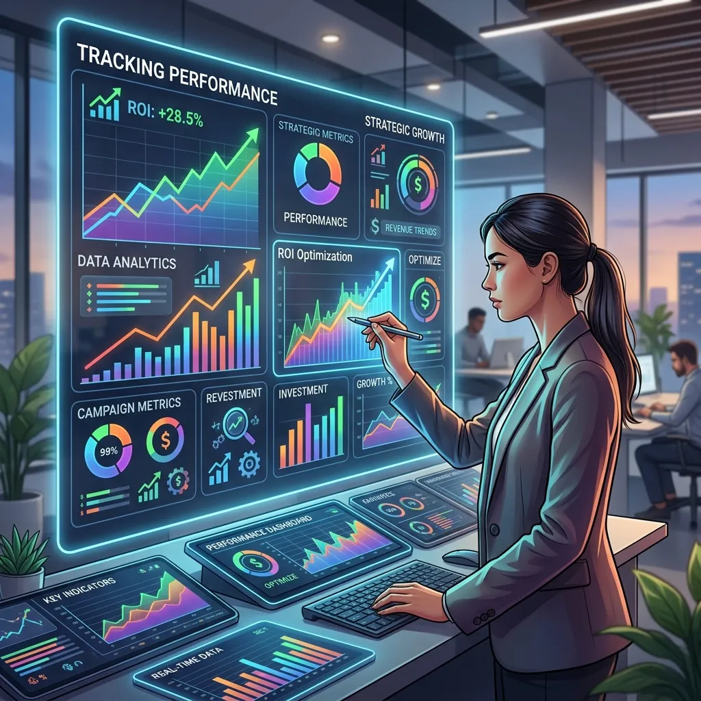 analytics dashboard showing SEM performance metrics like clicks conversions and cost per acquisition graphs