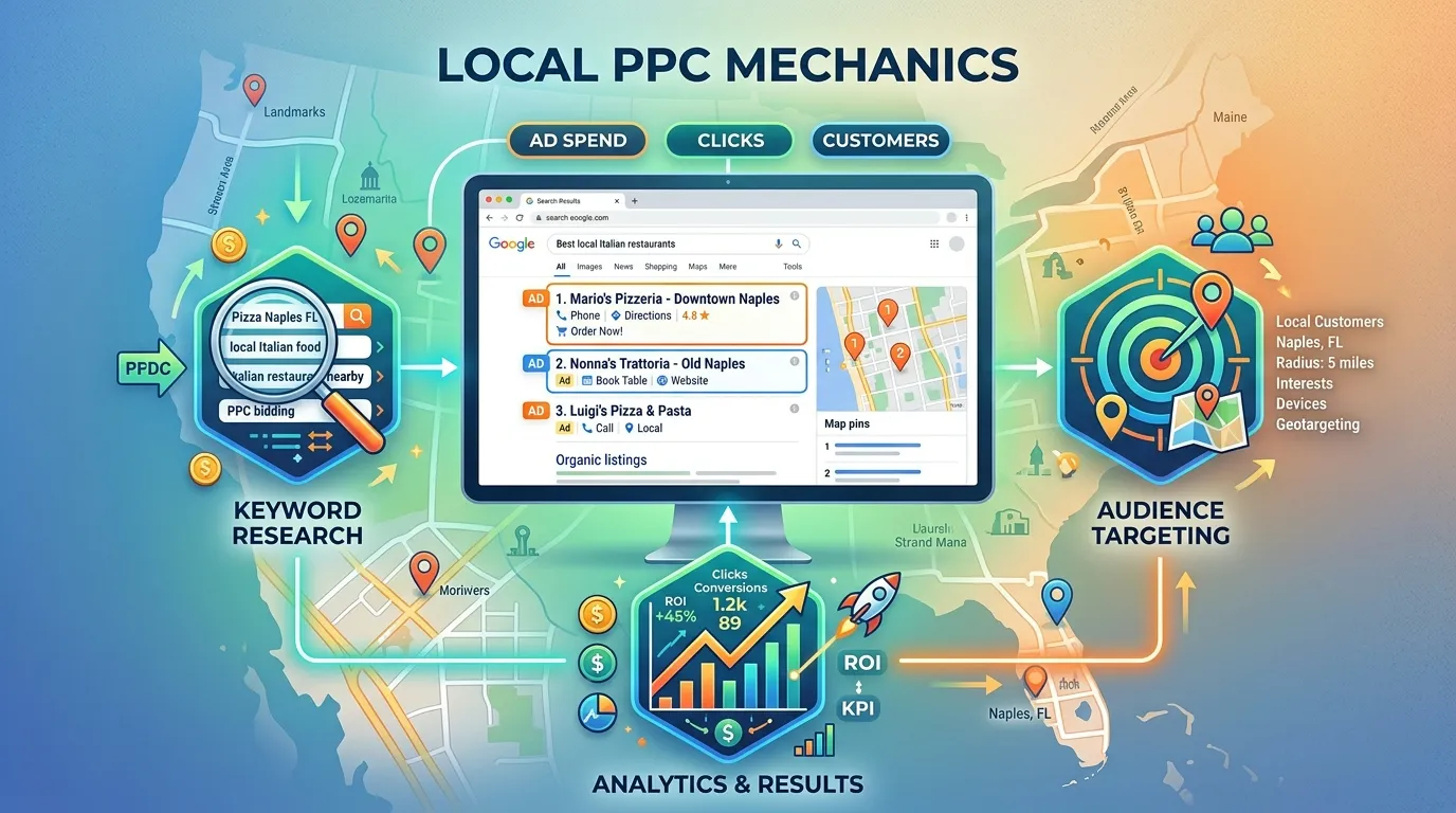 Example of a mobile-optimized landing page with clear headline, call button, contact form, and trust signals designed to convert local visitors into customers.