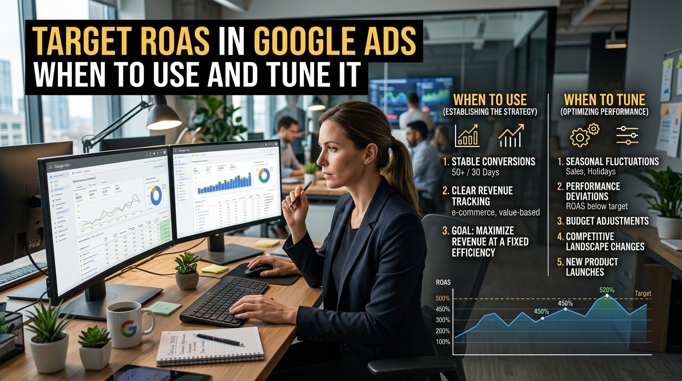 Target ROAS in Google Ads : When to Use and Tune It
